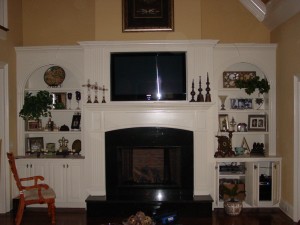 Fire place mantel with mounted T.V.