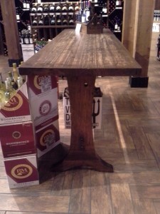 Custom built wine tasting table.